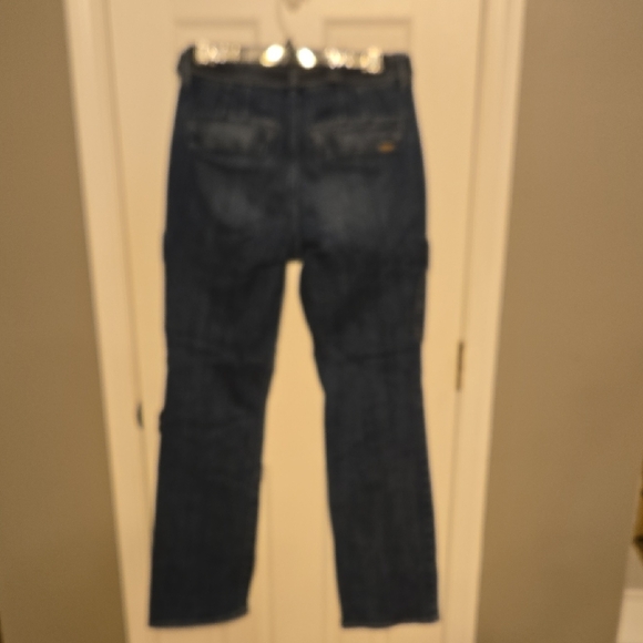 White House Black Market Jeans High Rise Boot Cut Size 8 with Gold Accent Belt - Picture 8 of 9